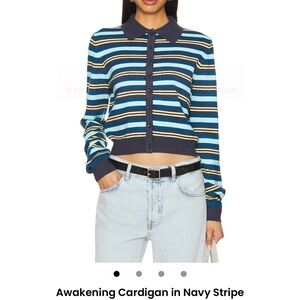 REVOLVE Blue Striped Cardigan Sweater